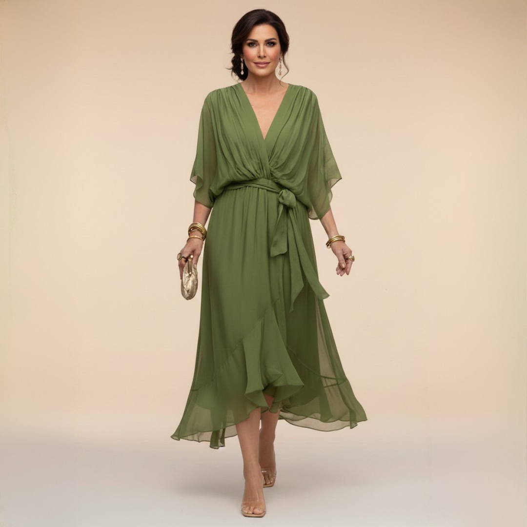 Marisol V-Neck Wrap Dress - Green
