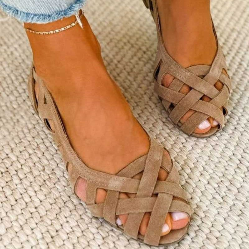 Darya Flat Braided Sandals - Beige