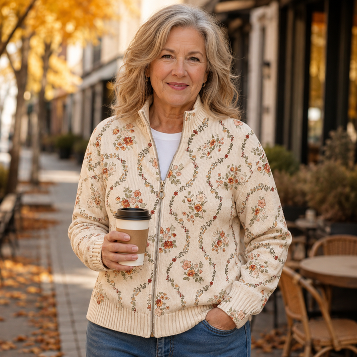 Vivienne Floral Vine Zip Cardigan