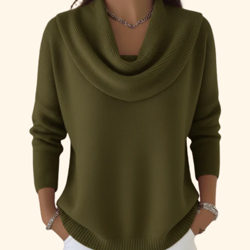 Elodie Cowl Neck Sweater - Green