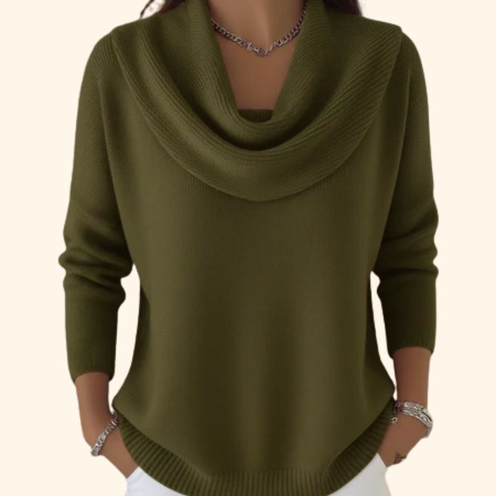 Elodie Cowl Neck Sweater - Green