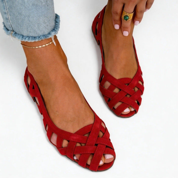 Darya Flat Braided Sandals - Red