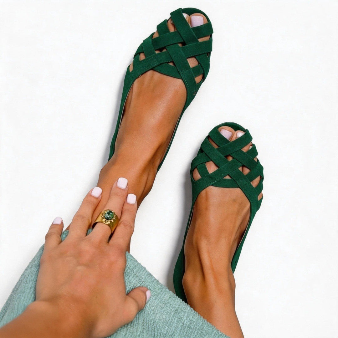 Darya Flat Braided Sandals - Green