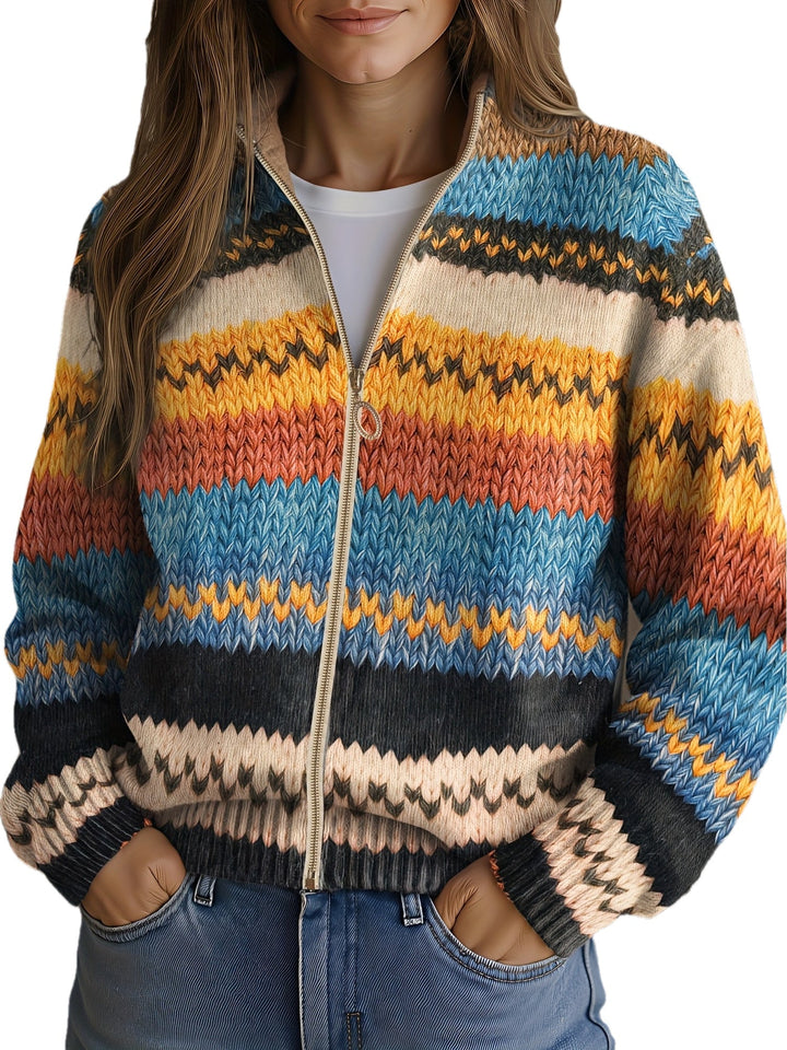 Beatrix Zigzag Striped Knit Cardigan