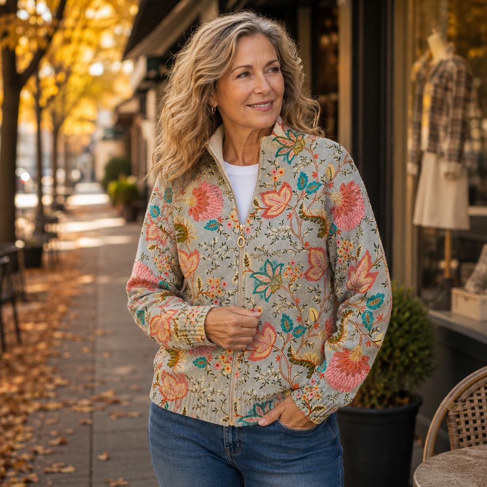 Cordelia Vintage Floral Garden Zip Cardigan