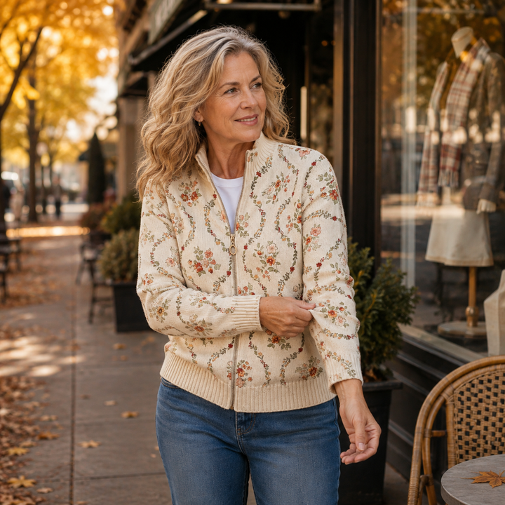 Vivienne Floral Vine Zip Cardigan