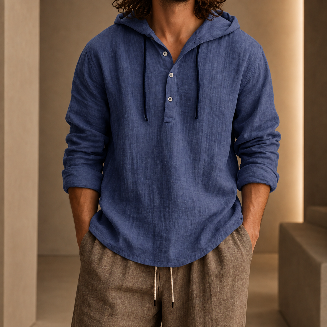 Weston Hooded Casual Shirt Blue