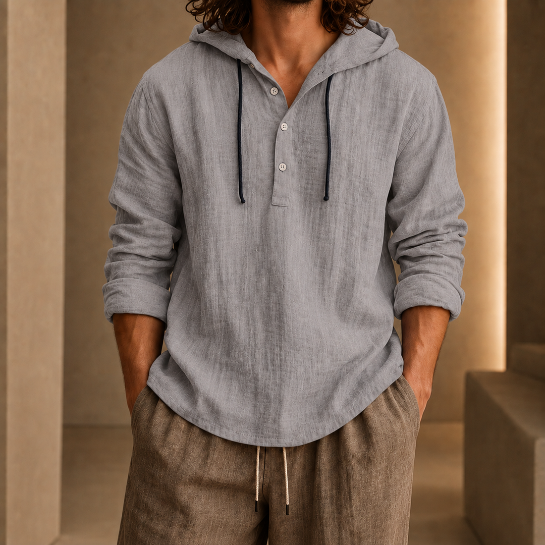 Weston Hooded Casual Shirt Grey