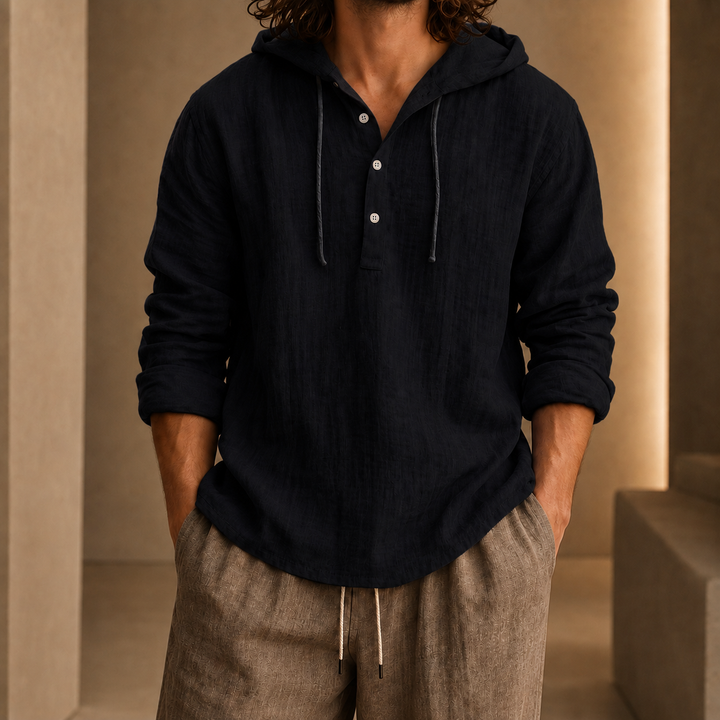 Weston Hooded Casual Shirt Black