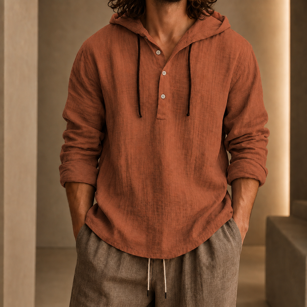 Weston Hooded Casual Shirt Orange