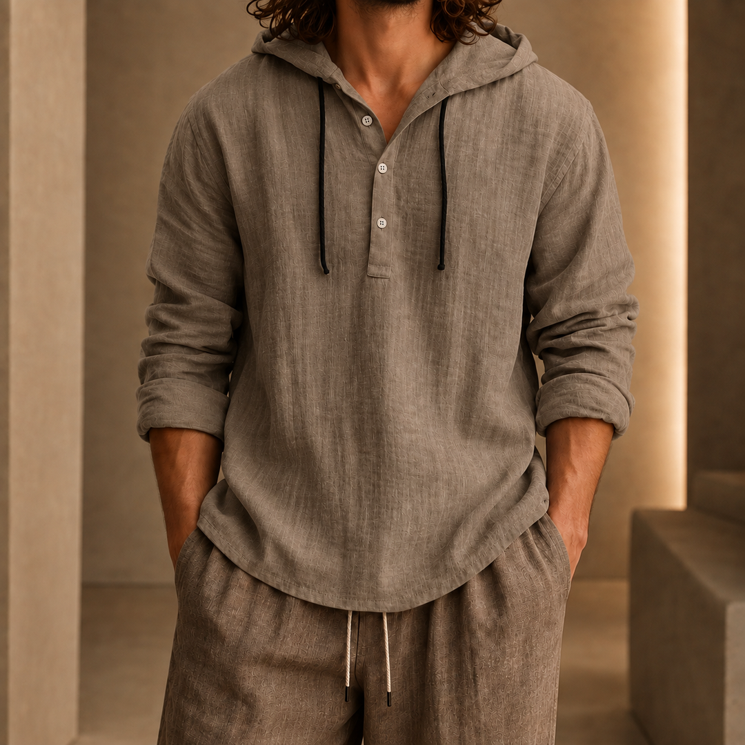 Weston Hooded Casual Shirt Brown