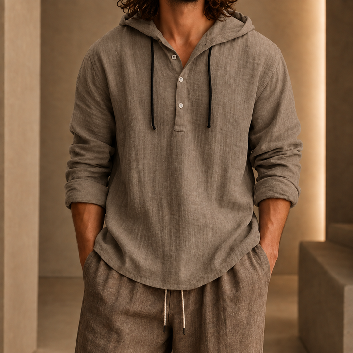 Weston Hooded Casual Shirt Brown