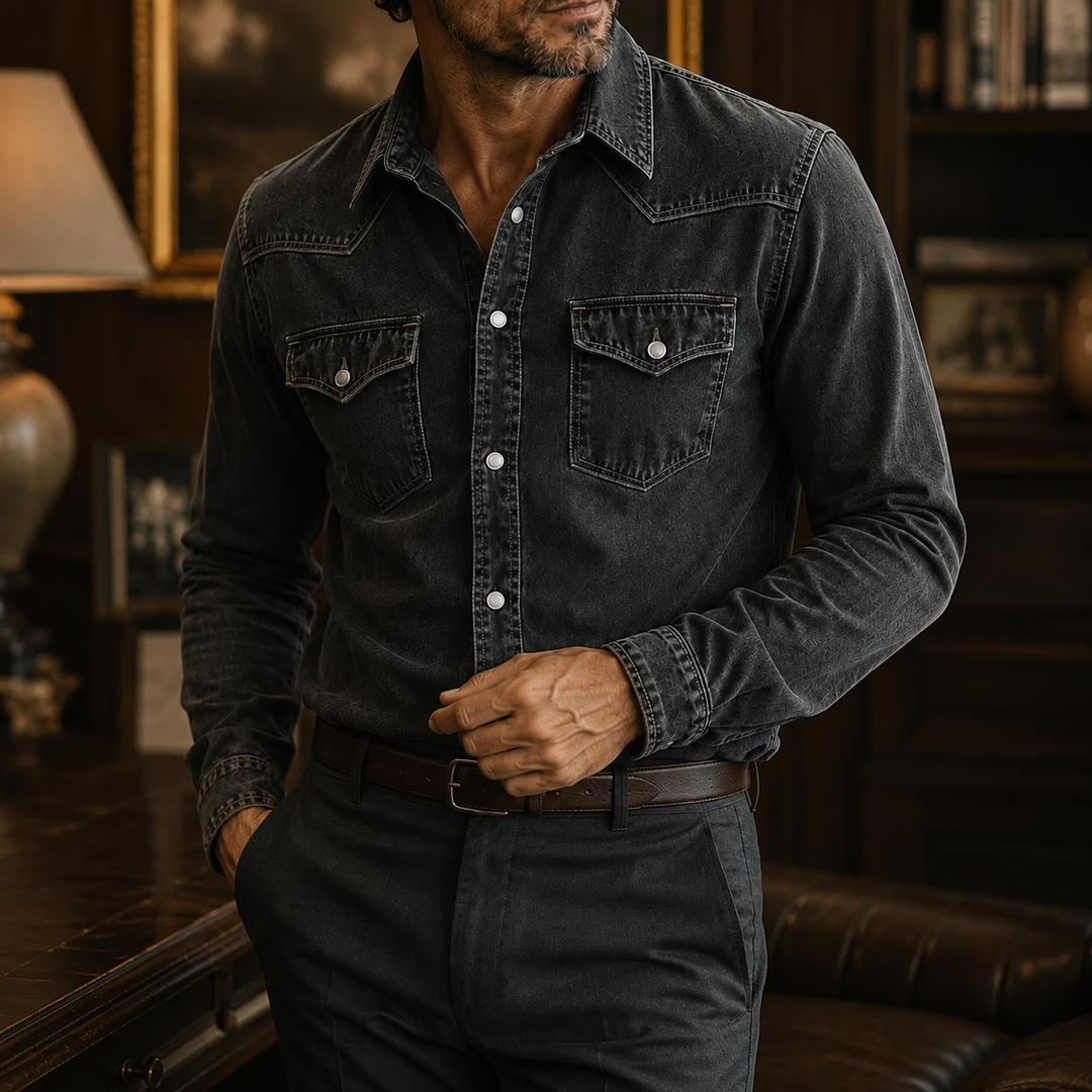 Hudson Vintage Western Denim Shirt Black