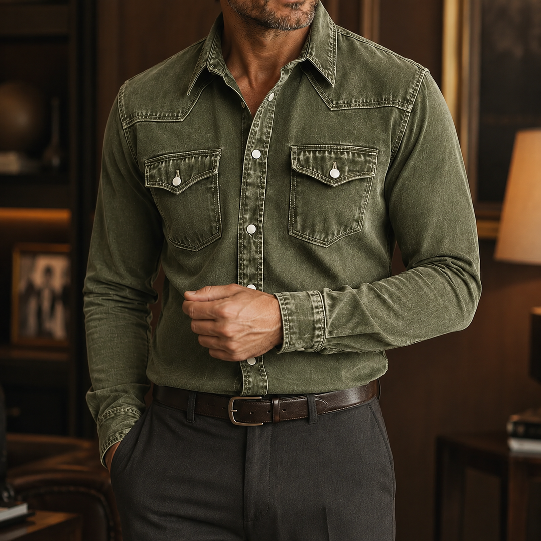 Hudson Vintage Western Denim Shirt Green