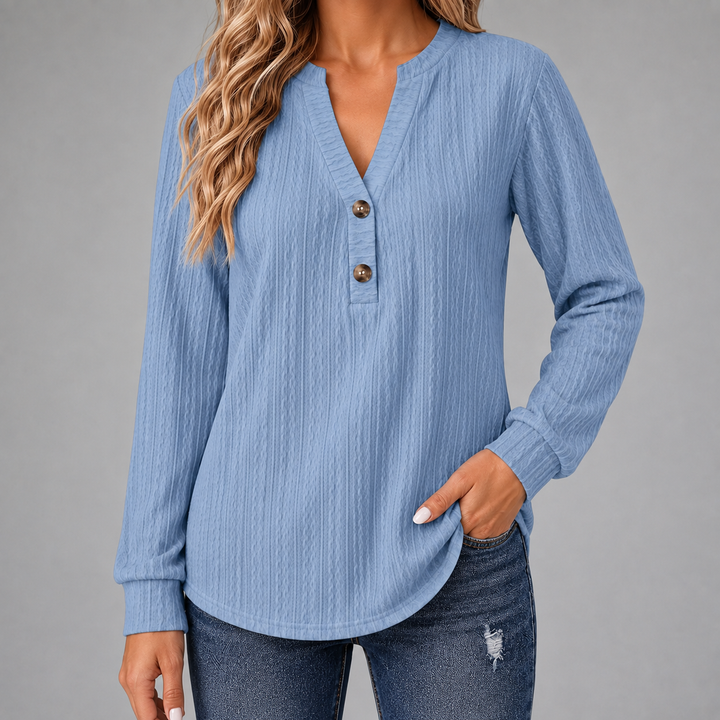 Maren Textured Button Top Light Blue