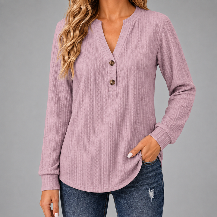 Maren Textured Button Top Pink
