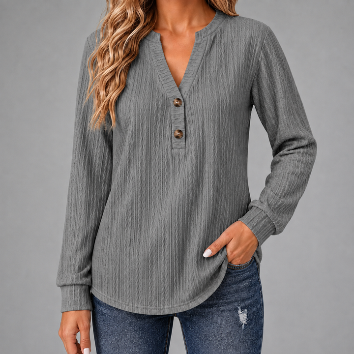 Maren Textured Button Top Grey