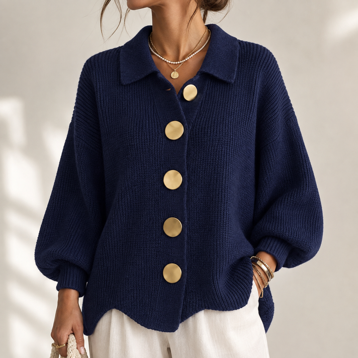 Dora | Oversized Collared Button Cardigan