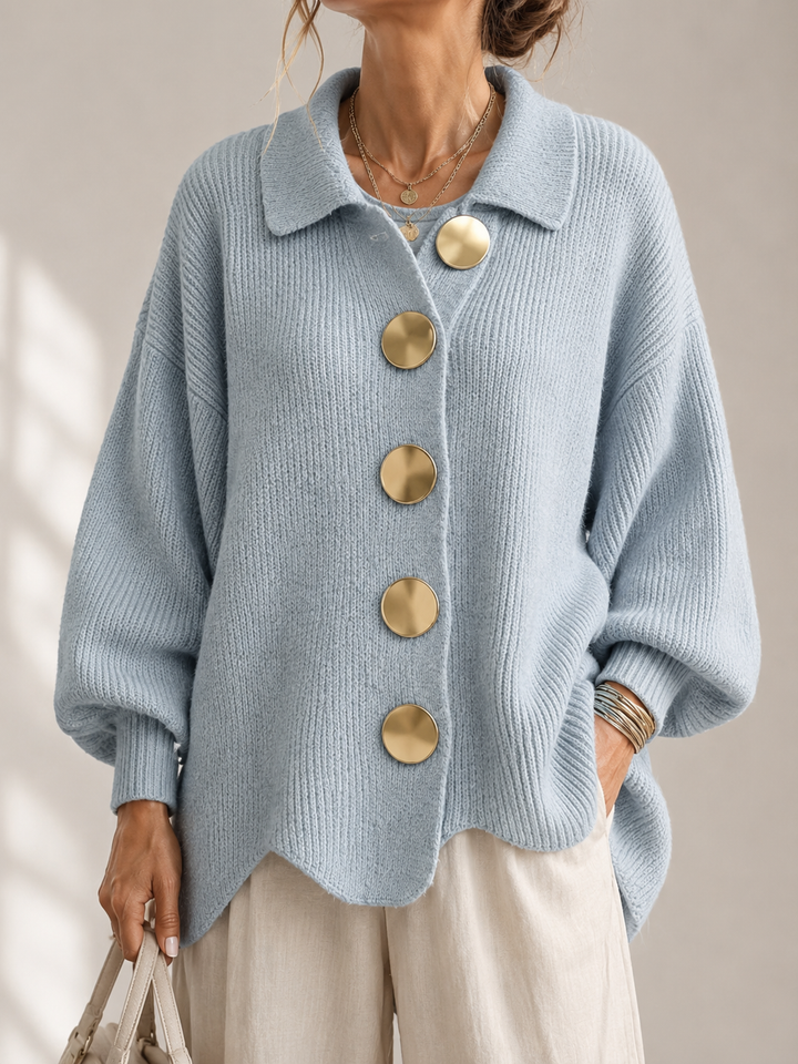 Dora | Oversized Collared Button Cardigan