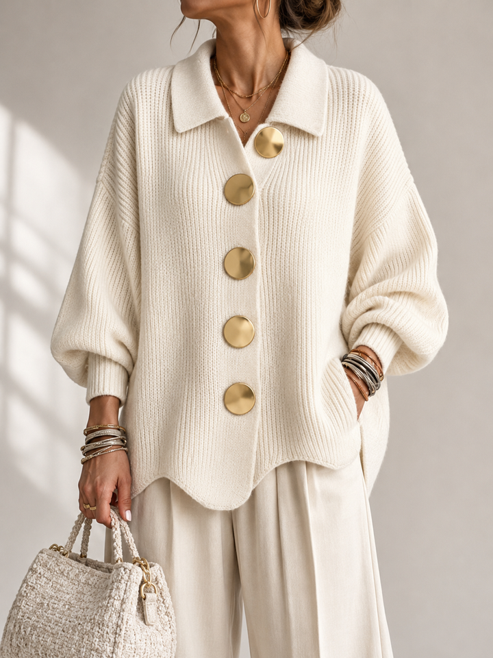Dora | Oversized Collared Button Cardigan