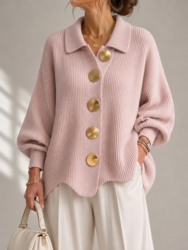 Dora | Oversized Collared Button Cardigan