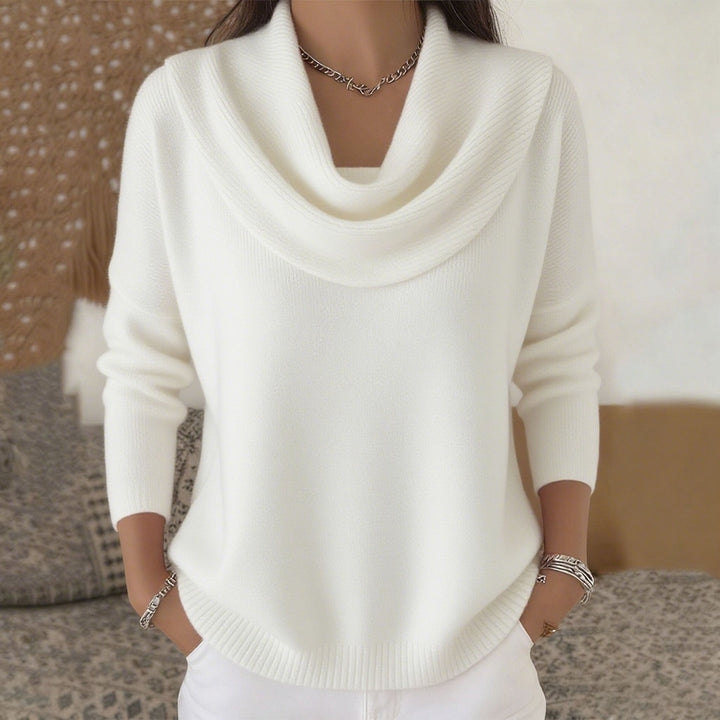 Elodie Cowl Neck Sweater - White