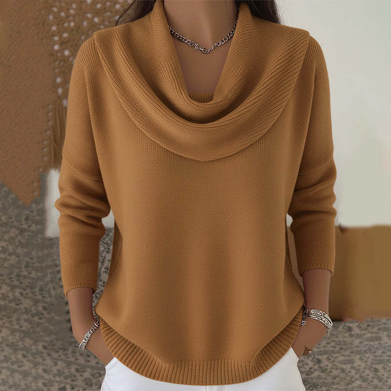 Elodie Cowl Neck Sweater - Brown