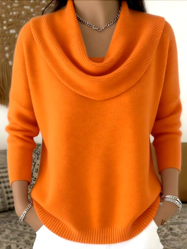 Elodie Cowl Neck Sweater - Orange
