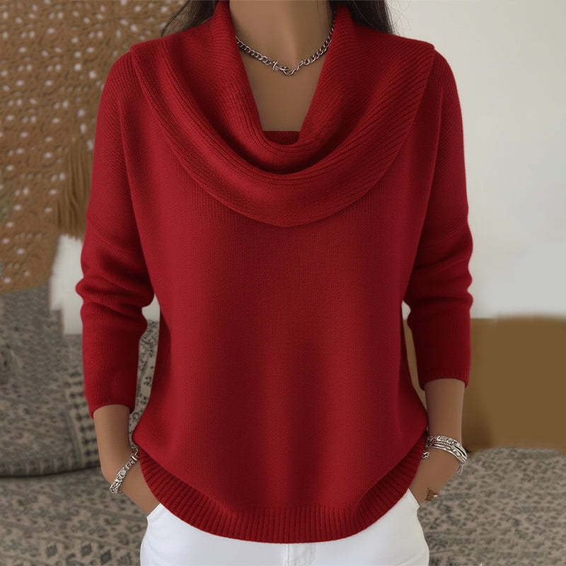 Elodie Cowl Neck Sweater - Red