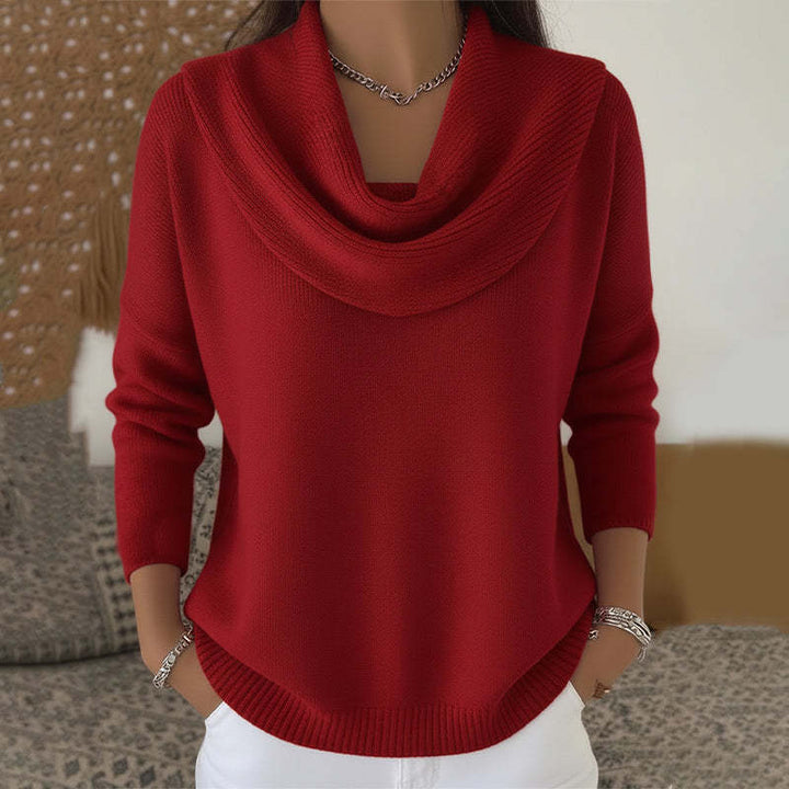 Elodie Cowl Neck Sweater - Red