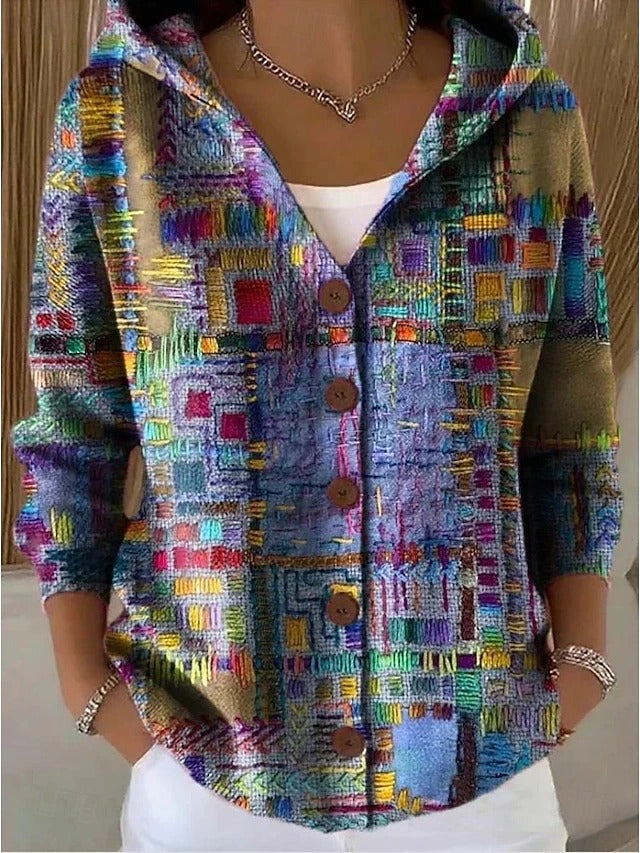 Amara Artistic Hooded Cardigan - Purple
