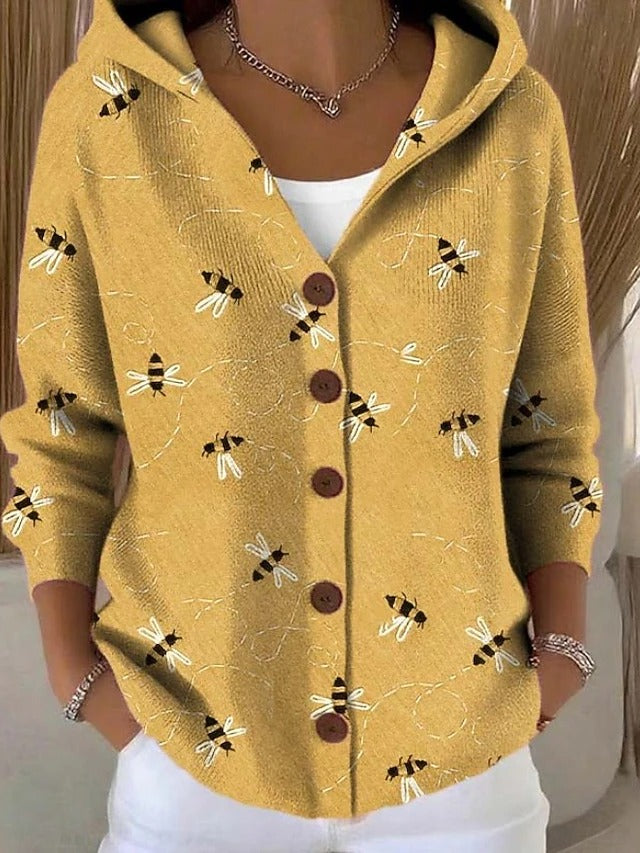 Amara Artistic Hooded Cardigan - Yellow
