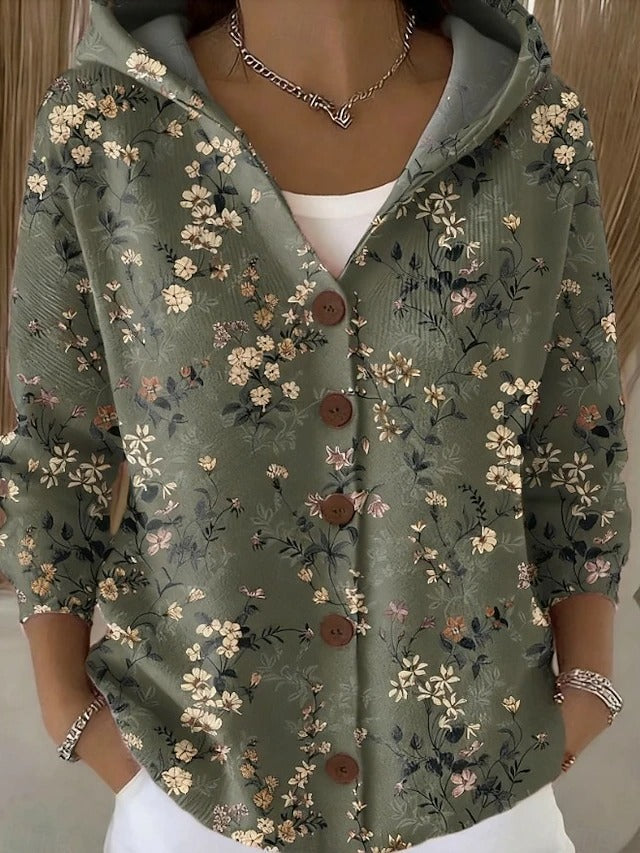Amara Artistic Hooded Cardigan - Dark Green