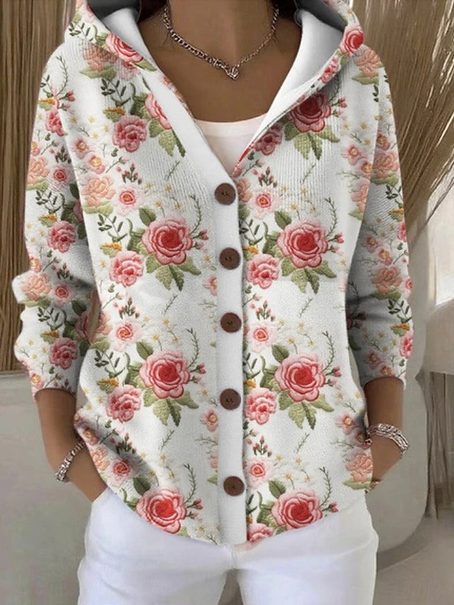 Amara Artistic Hooded Cardigan - Pink