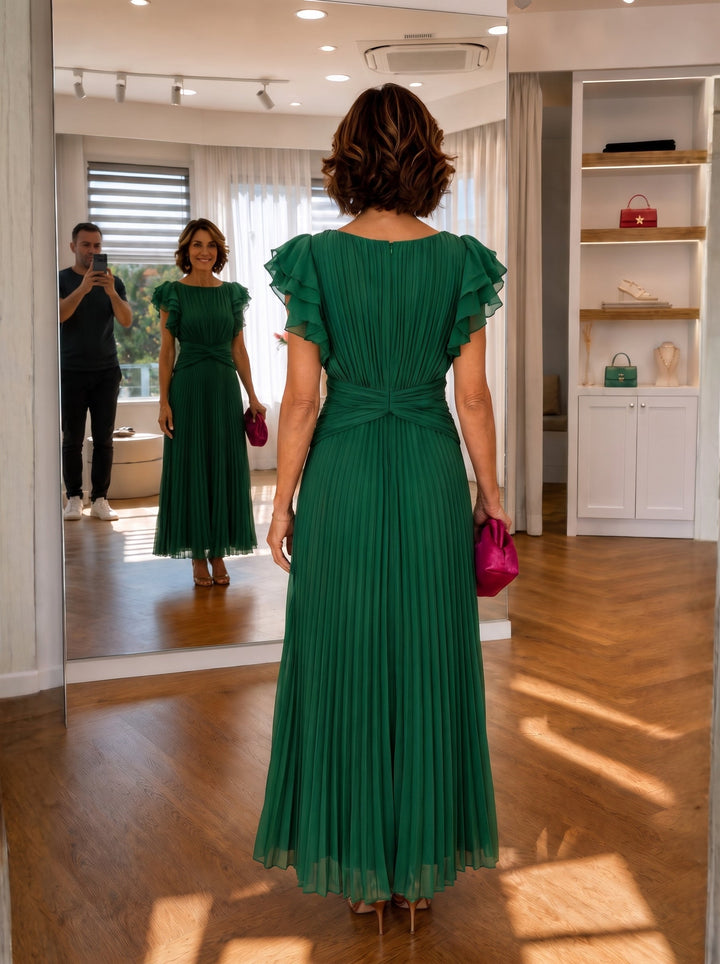 Neila Elegant Pleated Maxi Dress