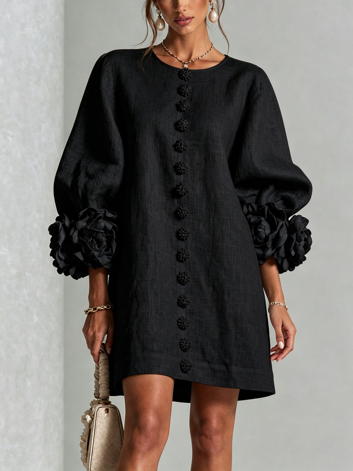 Florence Floral Button-Down Mini Dress - Black