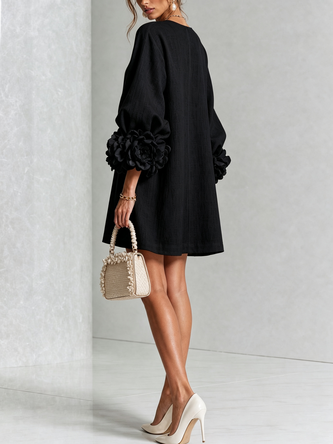 Florence Floral Button-Down Mini Dress - Black
