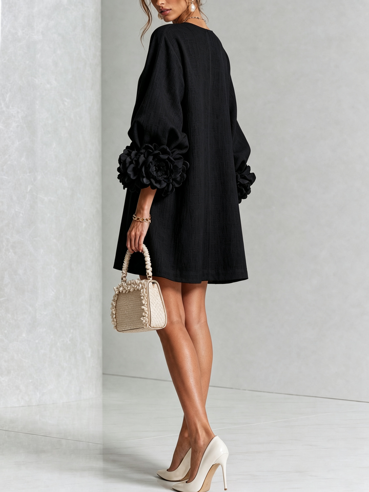 Florence Floral Button-Down Mini Dress - Black