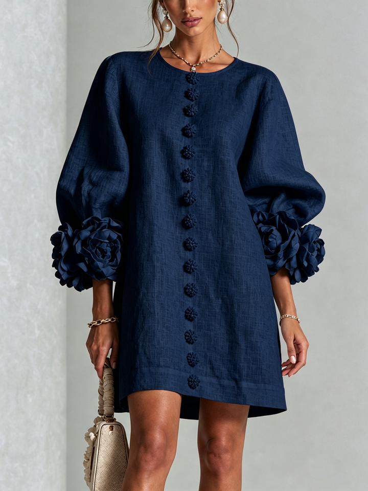 Florence Floral Button-Down Mini Dress - Navy