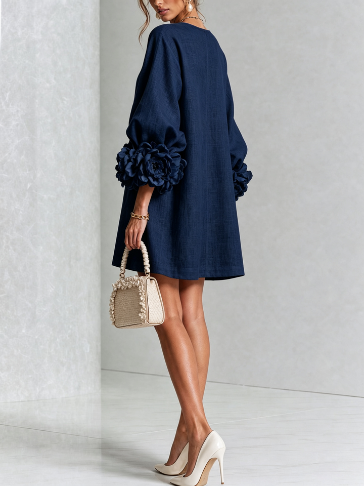 Florence Floral Button-Down Mini Dress - Navy
