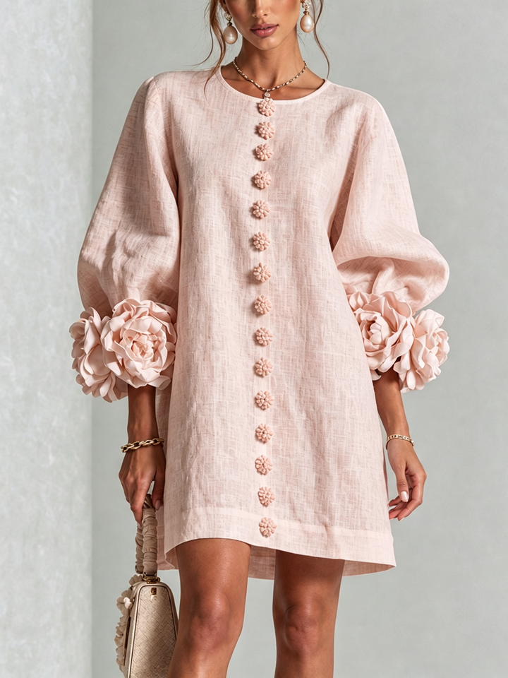 Florence Floral Button-Down Mini Dress - Pink