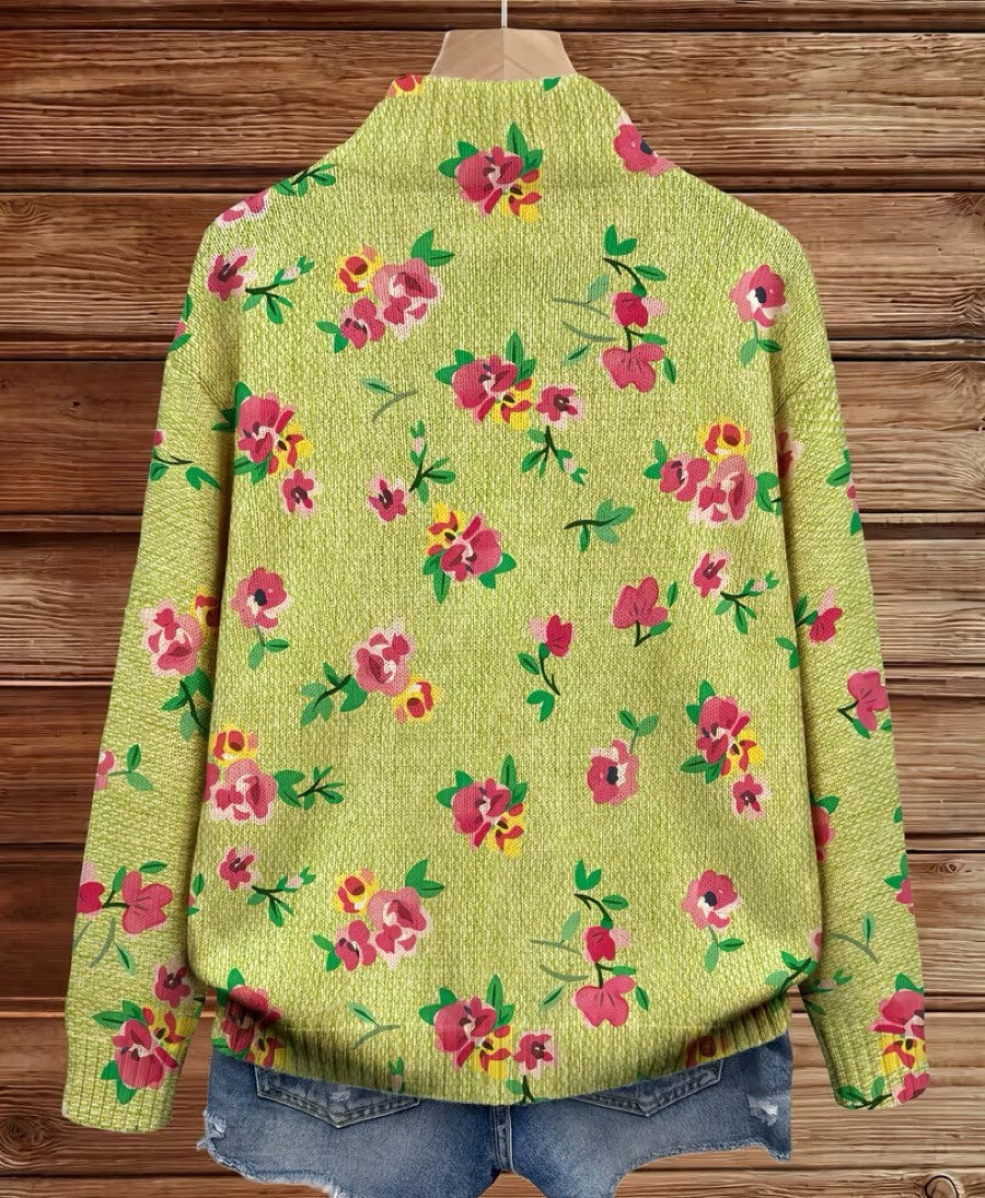 Margot Pink Floral Lime Zip Cardigan