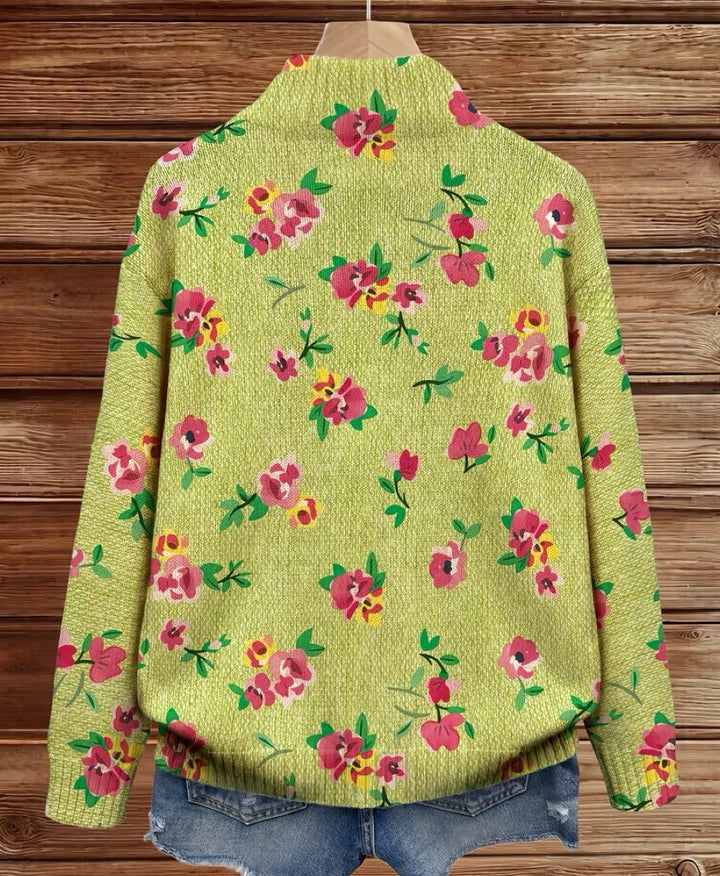 Margot Pink Floral Lime Zip Cardigan