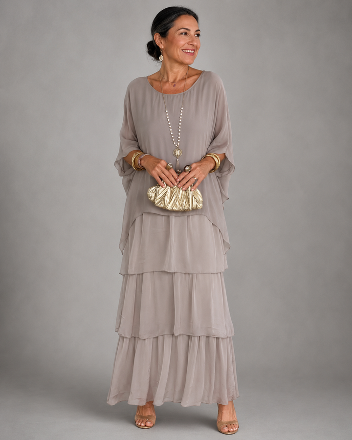 Lara Elegant Flowing Maxi Dress - Gray