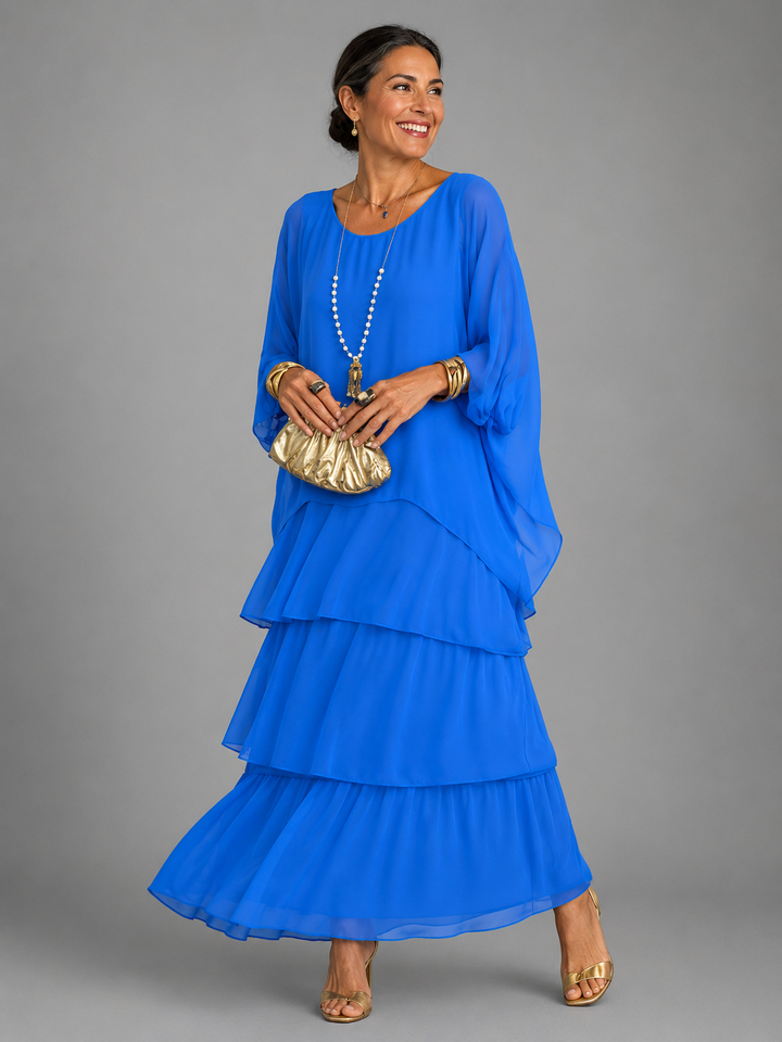 Lara Elegant Flowing Maxi Dress - Blue
