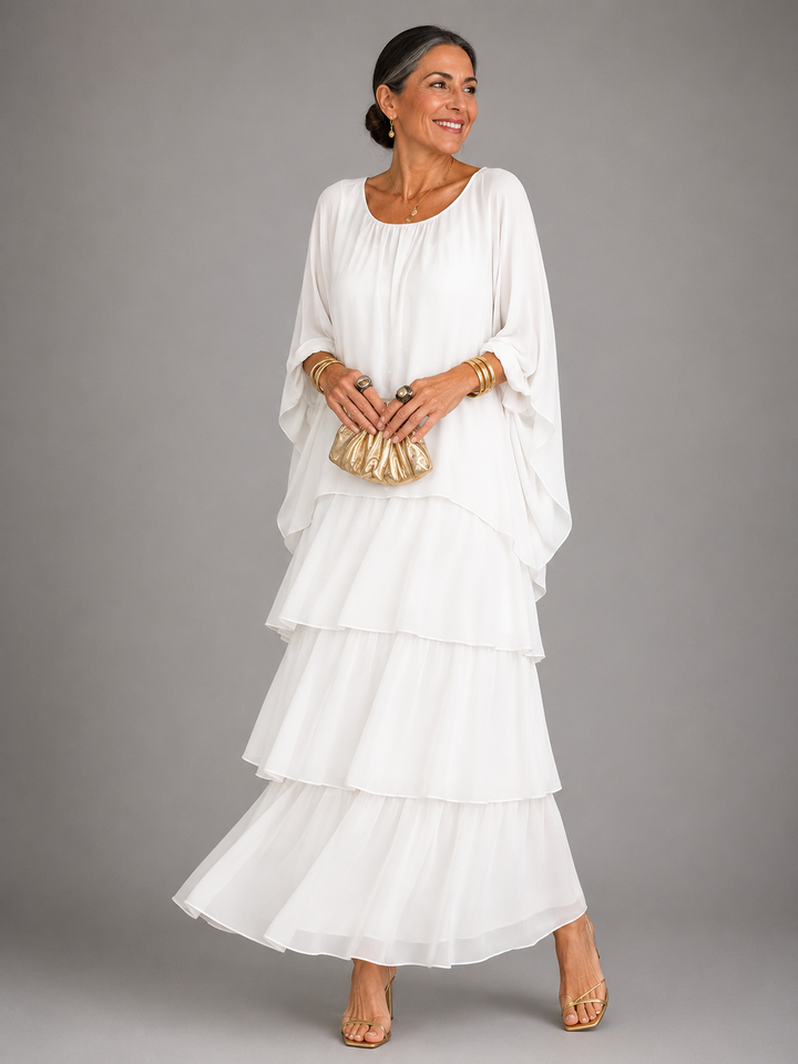 Lara Elegant Flowing Maxi Dress - White