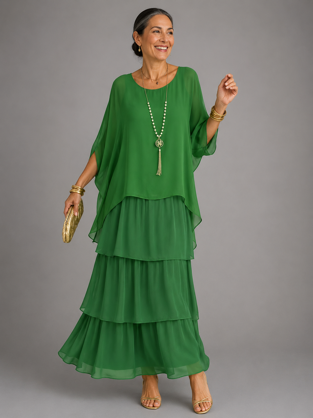 Lara Elegant Flowing Maxi Dress - Light Green