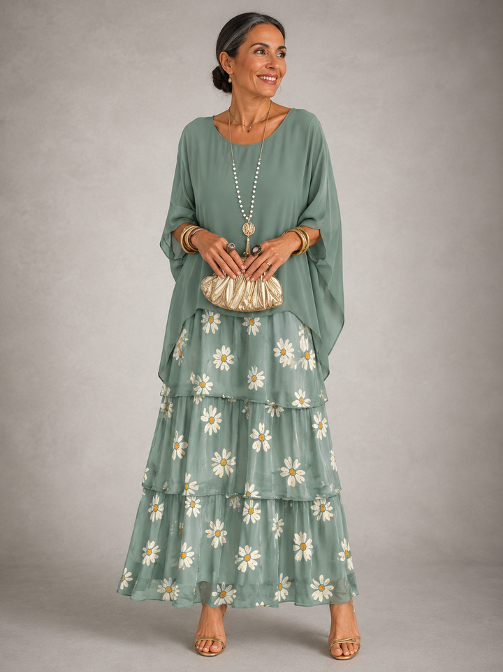 Lara Elegant Flowing Maxi Dress - Washed Green