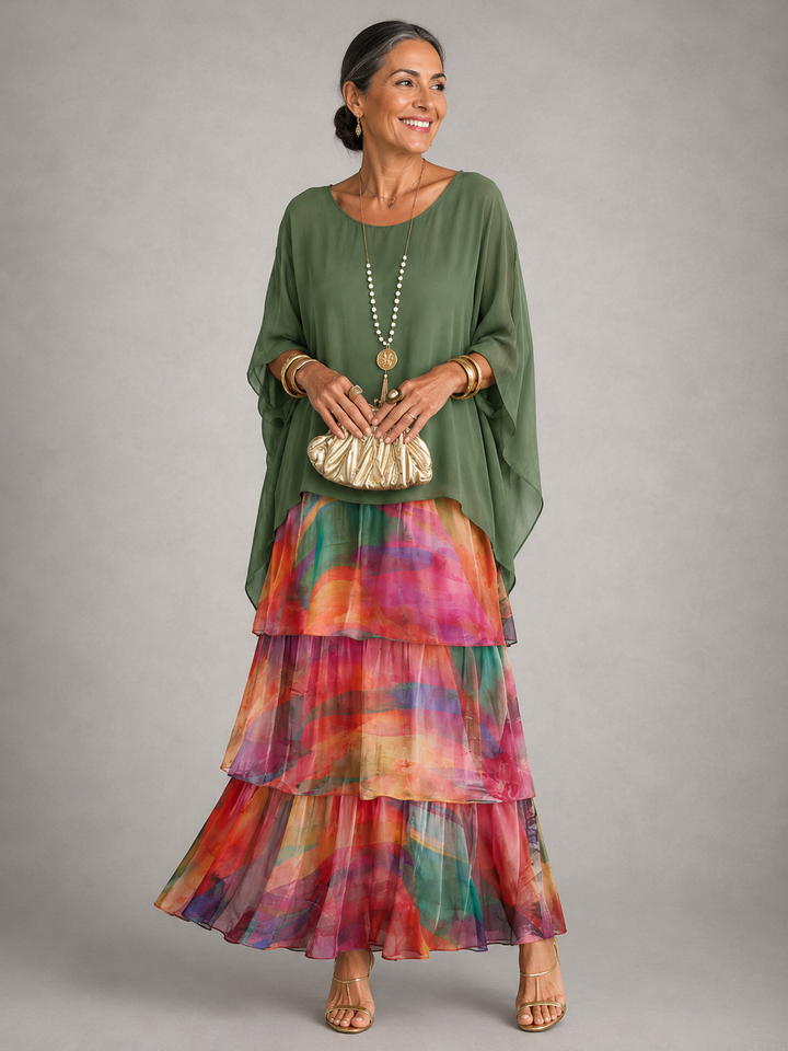 Lara Elegant Flowing Maxi Dress - Multicolor