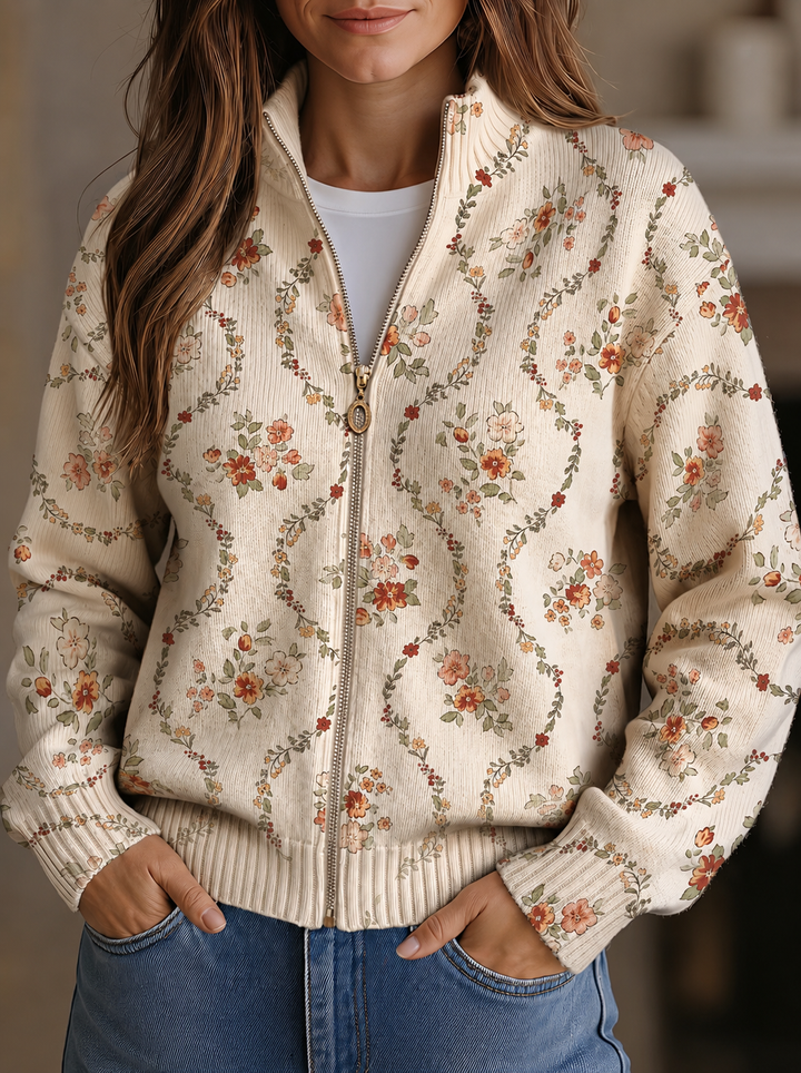 Vivienne Floral Vine Zip Cardigan